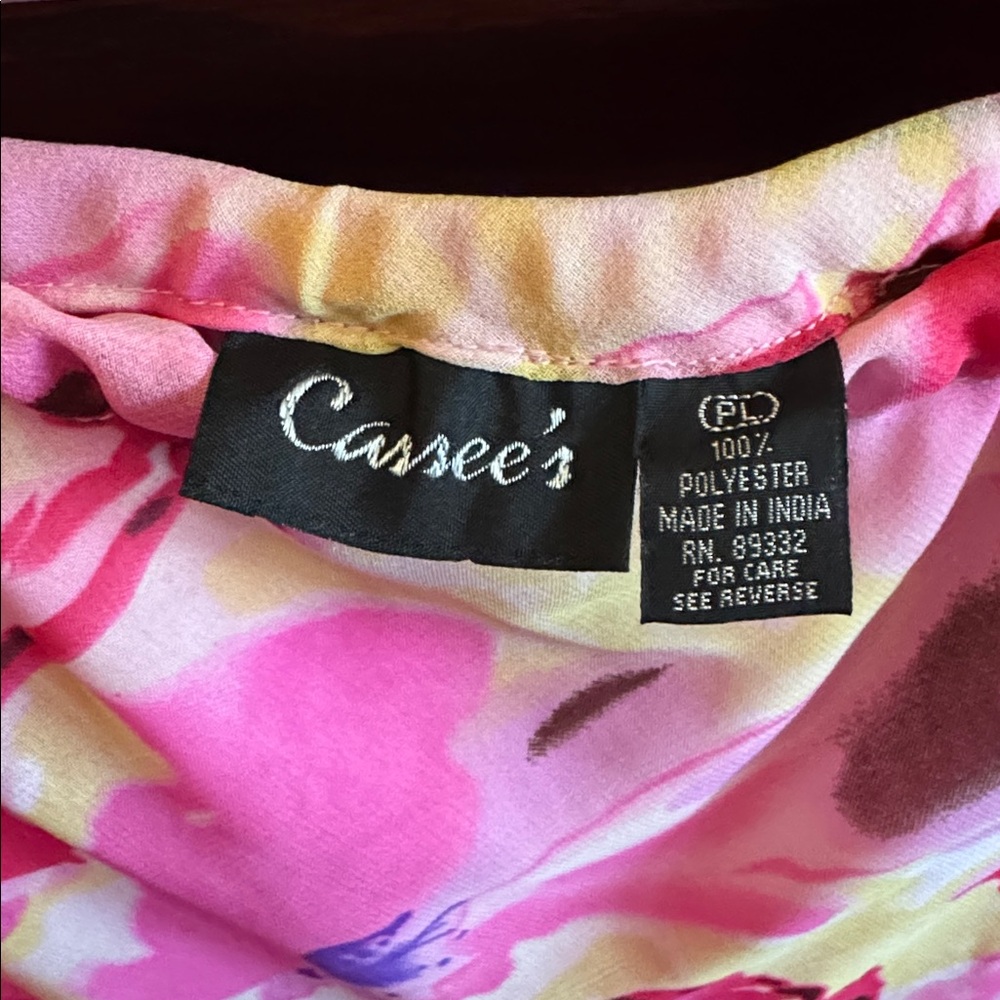 Cassee’s Elegant Vibrant Pink Tie Dye Floral  Slip Maxi Skirt Cottage Spring - Picture 4 of 5